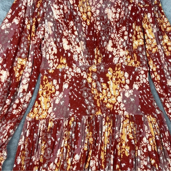 Free People Dress Women’s Sz XS Red Heartbeats Feminine Stretchy Boho Girly - Picture 6 of 10